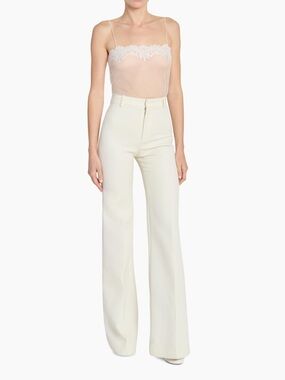 Chloe Off-White Wide-Leg High-Waist Trousers